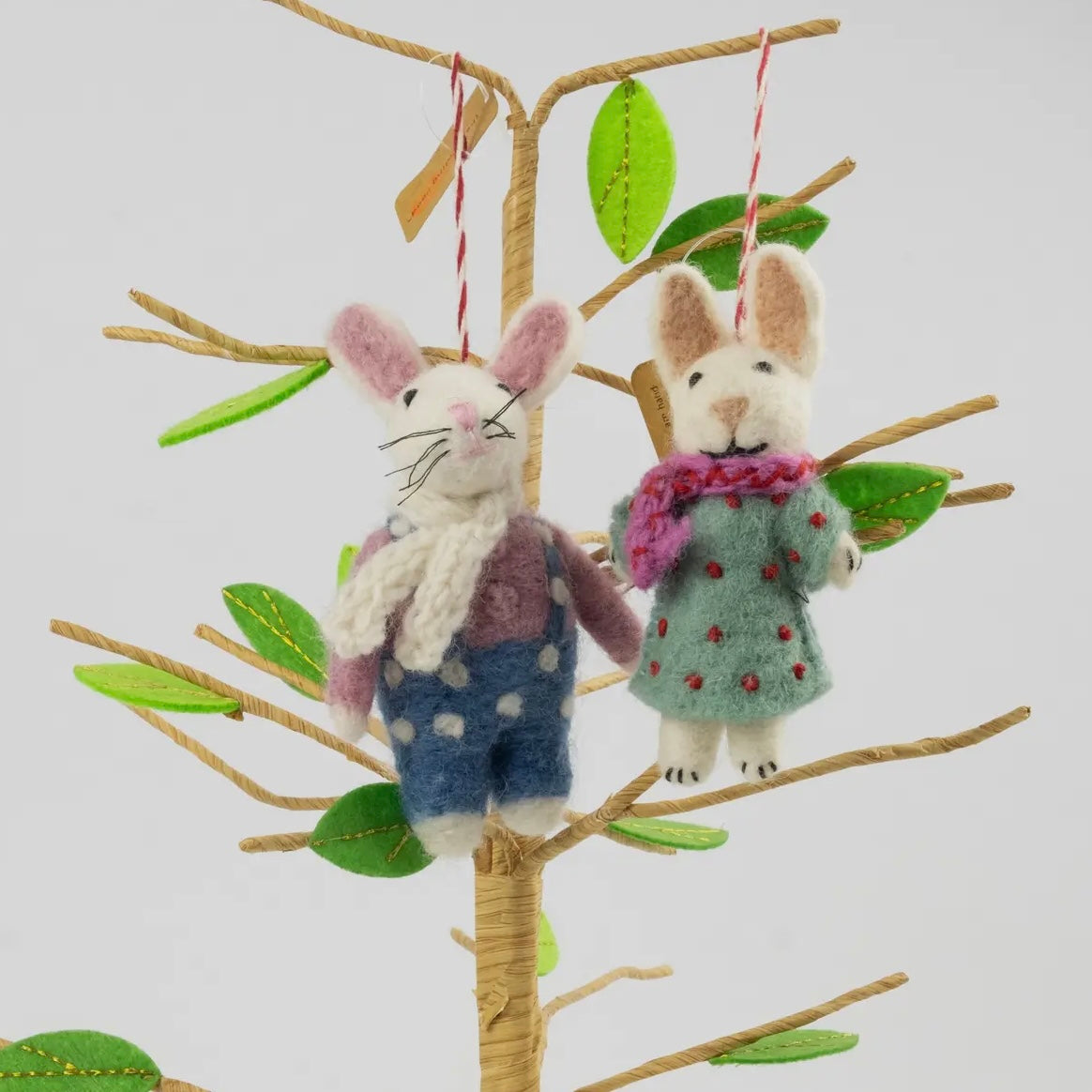 🐰 Dot Bunny Felt Ornaments