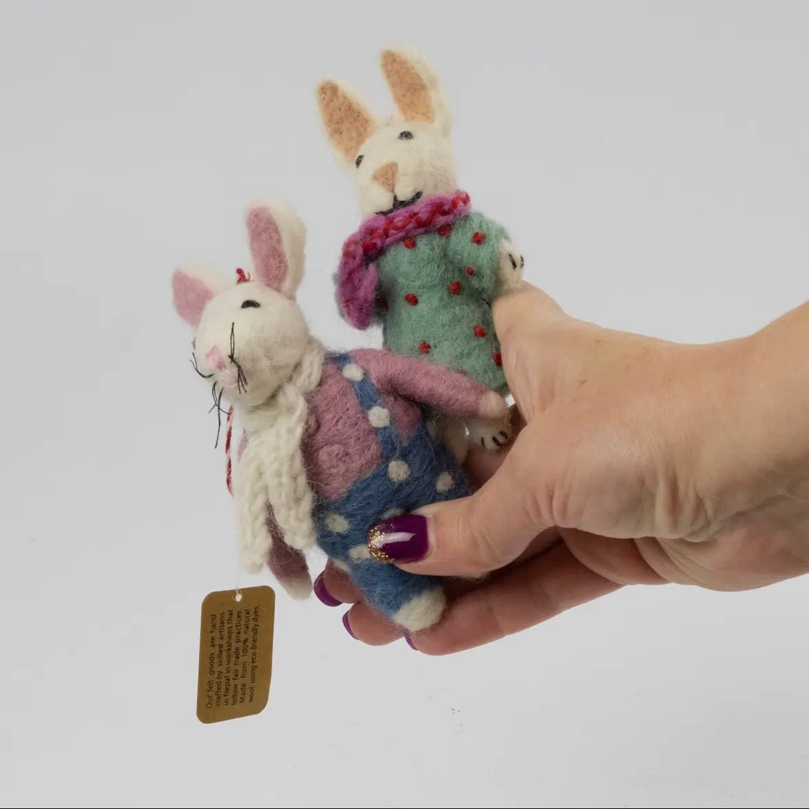 🐰 Dot Bunny Felt Ornaments