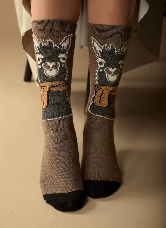 Alpaca Face Alpaca Socks | Half Cushion Cute Alpaca Animal Face