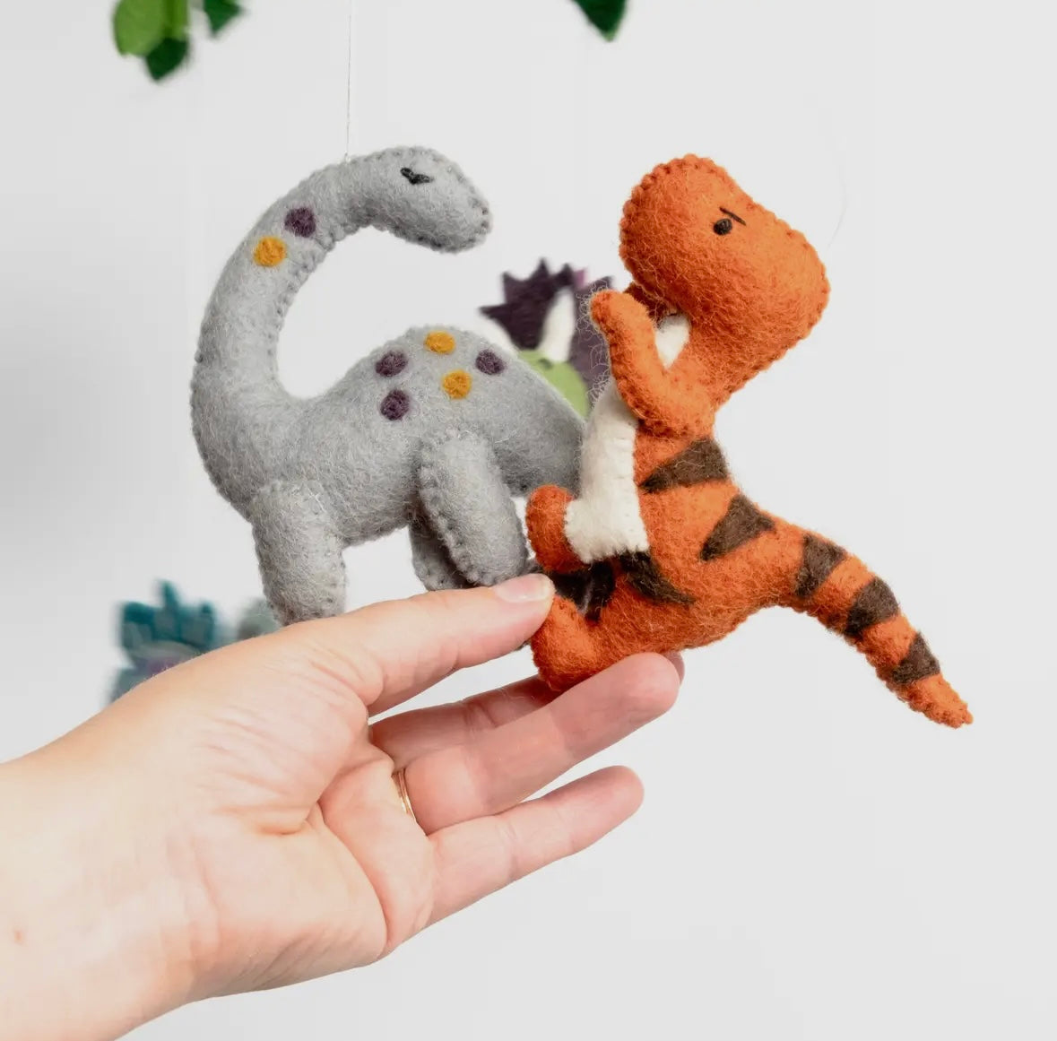 Whimsical Wool Baby Mobile – Dino Dreams