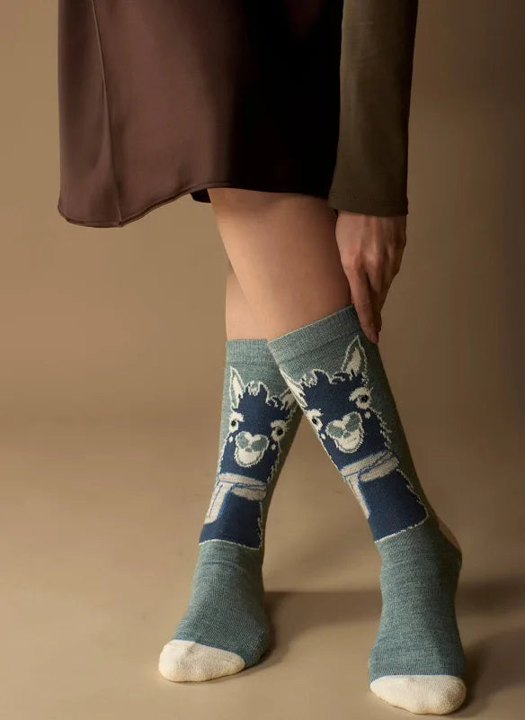 Alpaca Face Alpaca Socks | Half Cushion Cute Alpaca Animal Face