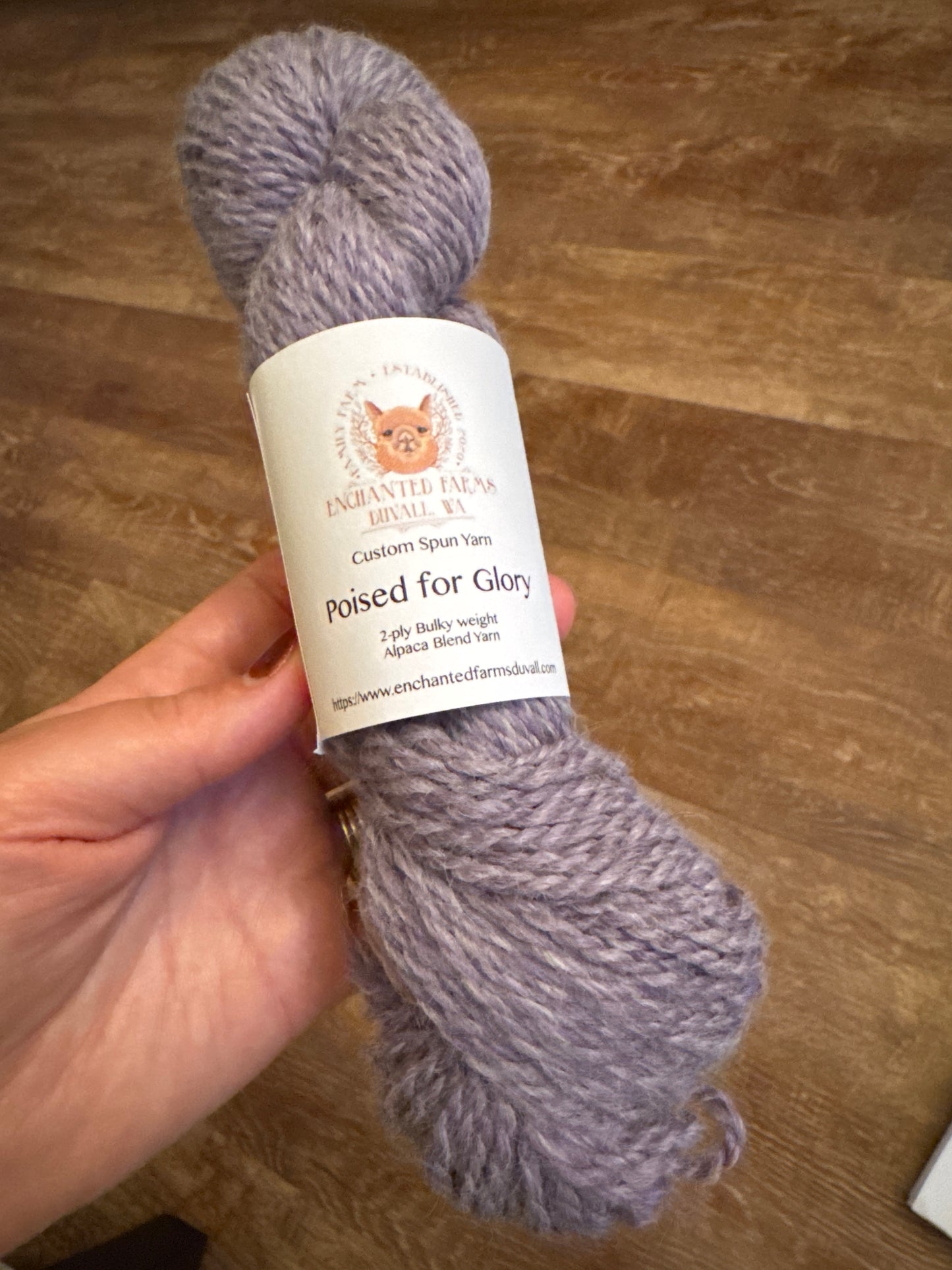 Lavender Alpaca Yarn skein Bulky (Poised For Glory) 2-ply bulky wt 2.9oz 125yds