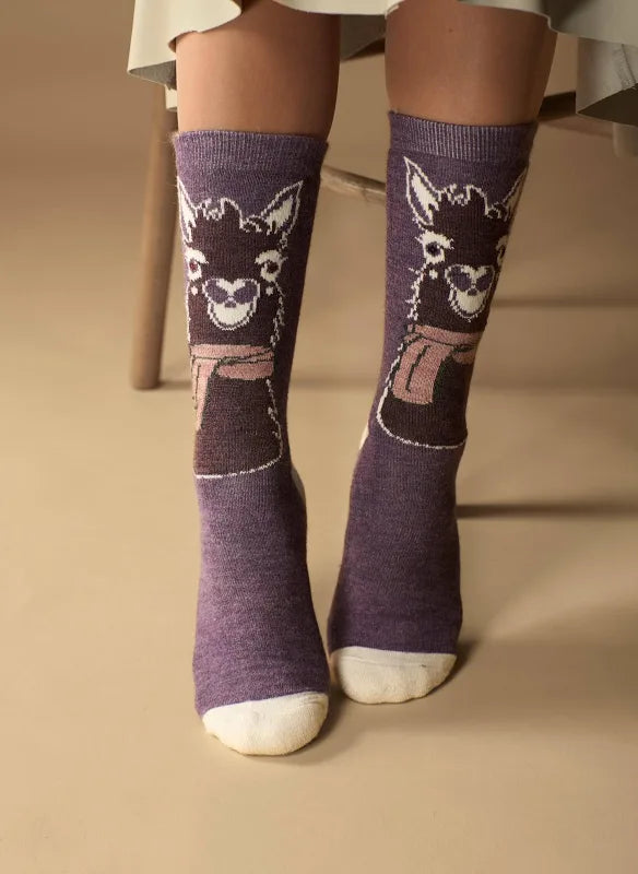 Alpaca Face Alpaca Socks | Half Cushion Cute Alpaca Animal Face