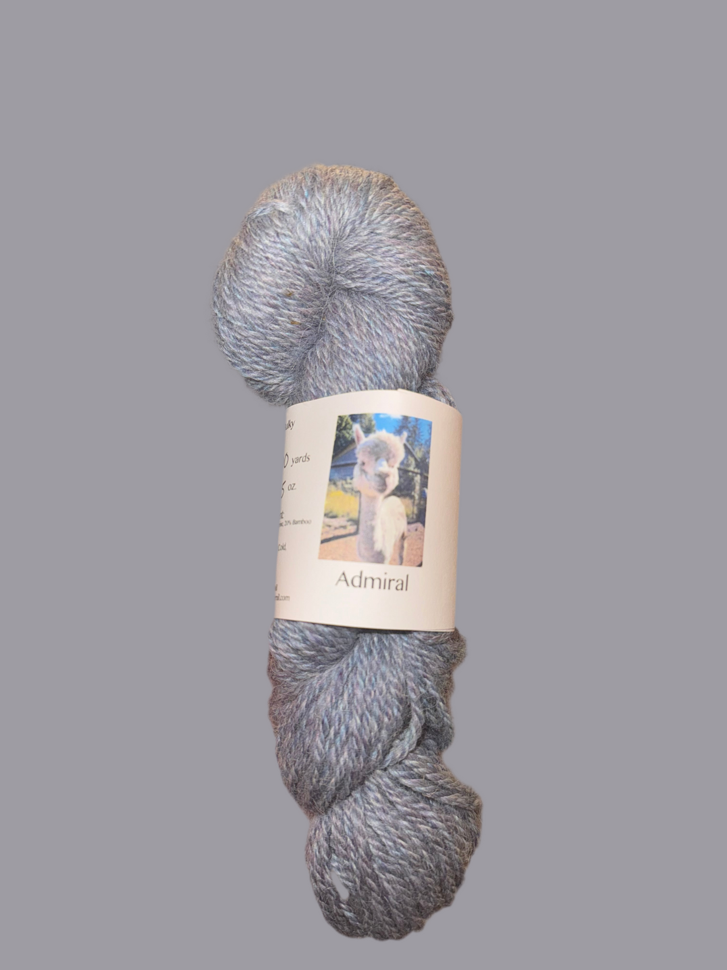 Blue Alpaca Yarn skein Worsted (Admiral) 3-ply bulky wt 3.5oz 100yds