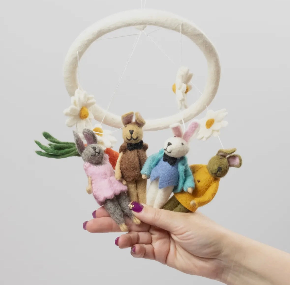 Bunny & Carrot Wool Baby Mobile – Sweet Garden Friends