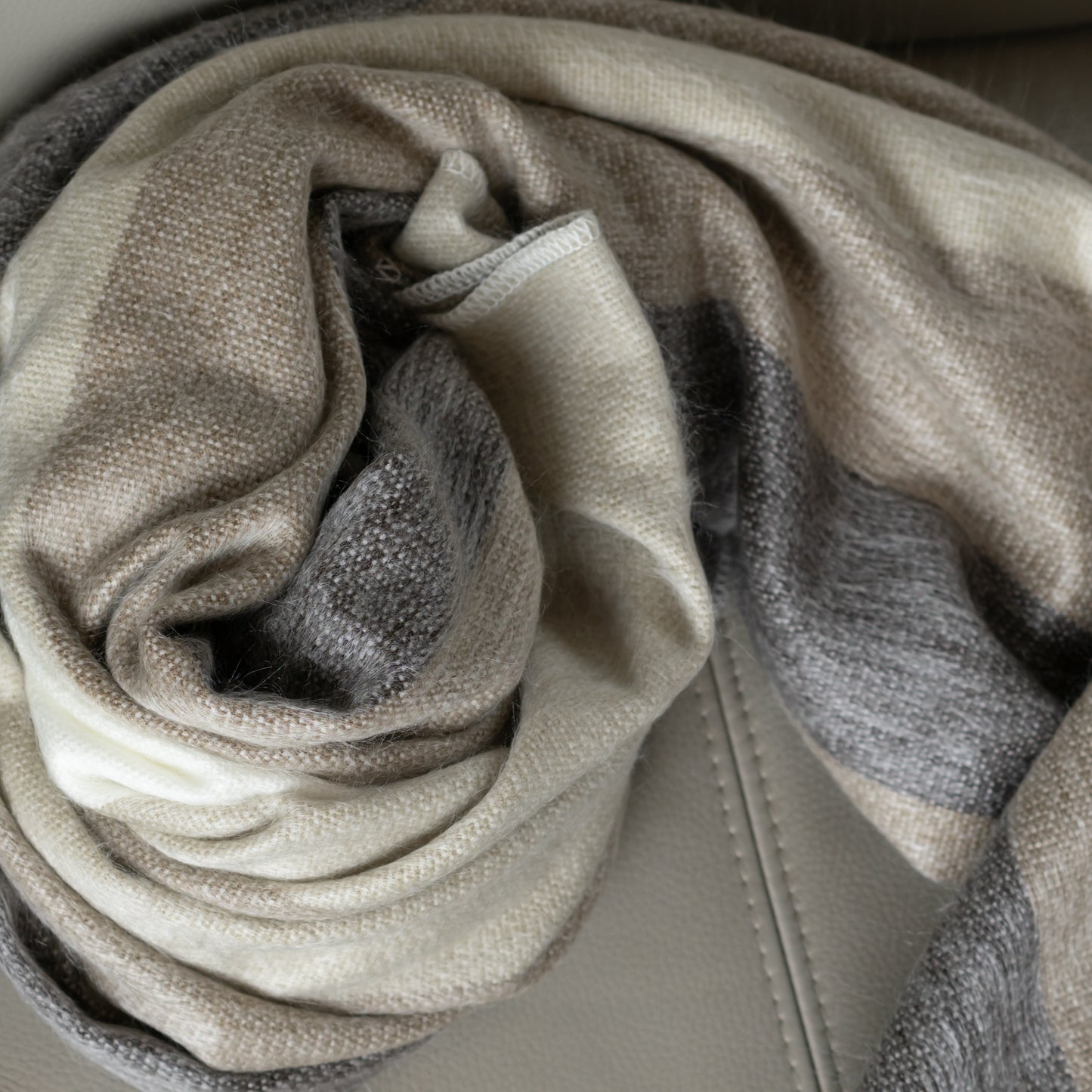 Boho Dream Throw Alpaca Blanket - Striped - Brushed Alpaca Blanket