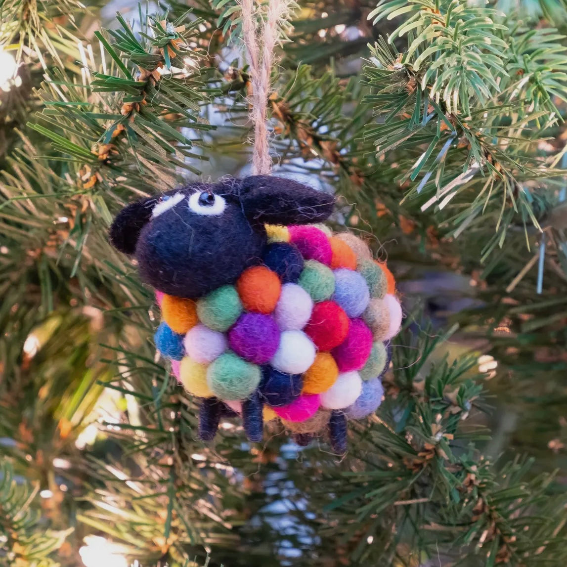 Poppy the Rainbow Sheep – Hand-Felted Ornament