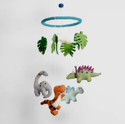 Whimsical Wool Baby Mobile – Dino Dreams