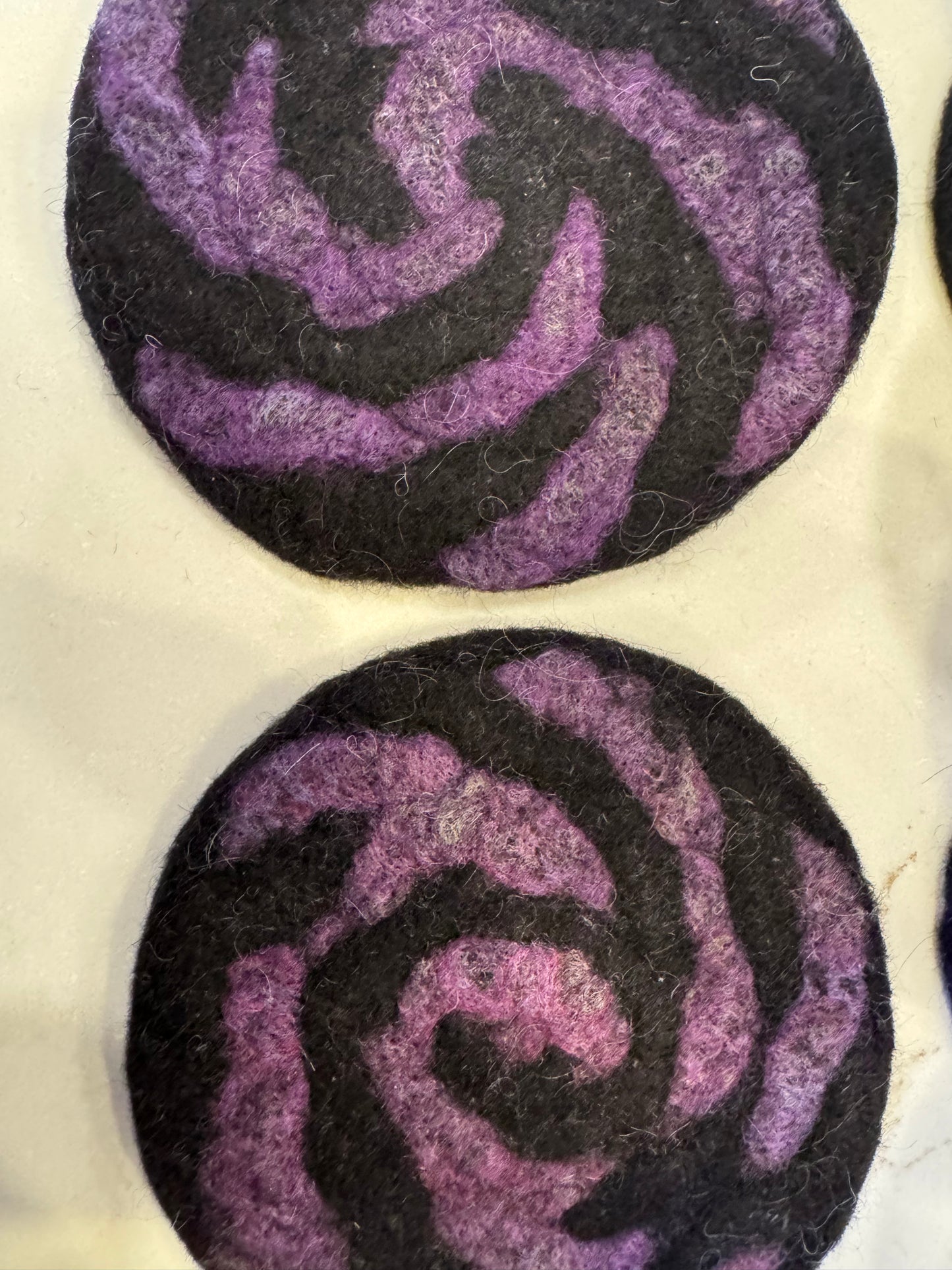 Coaster from Enchanted Farms Alpaca Fiber!! Purple & Black