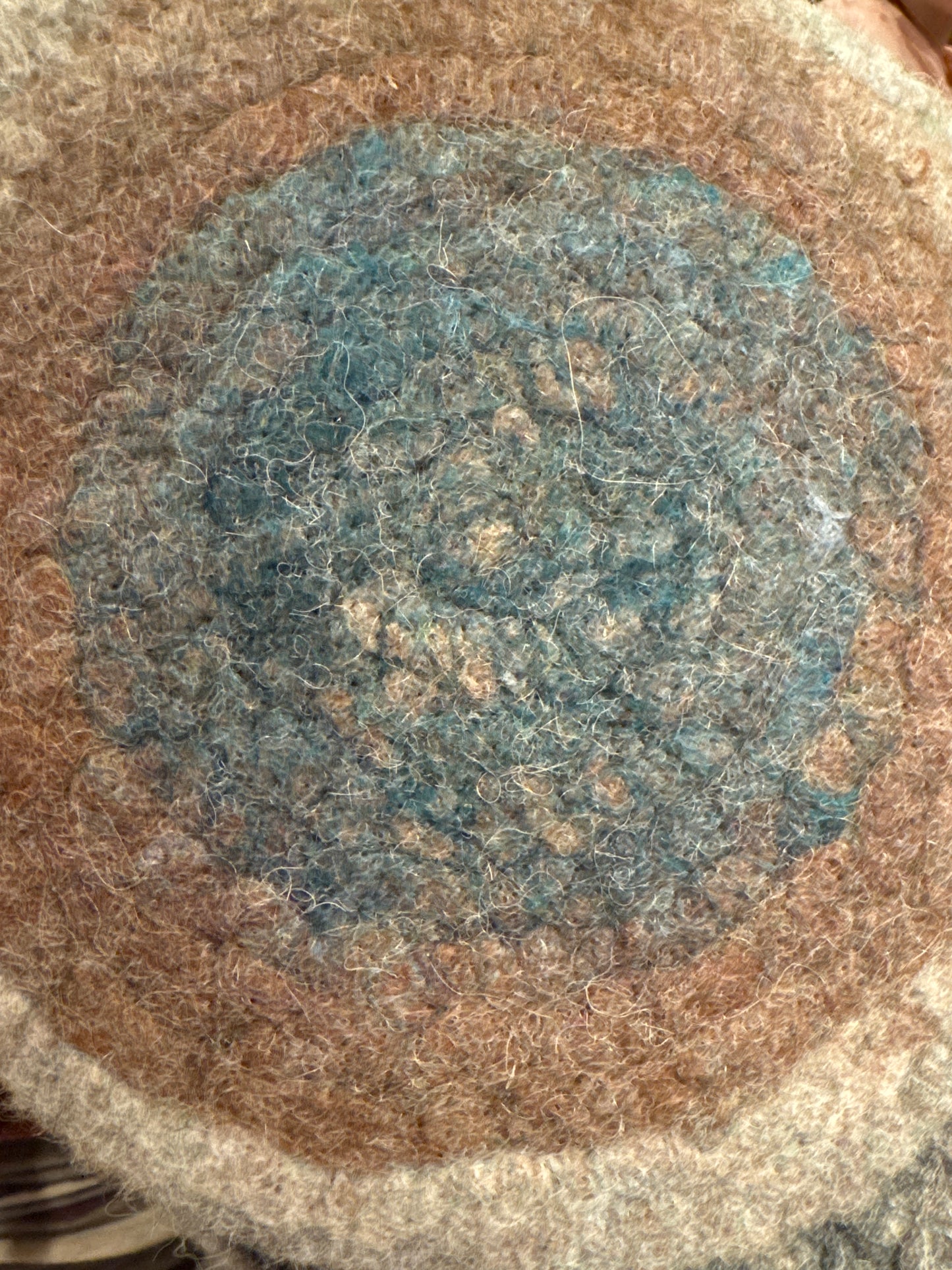 Blue/Green Trivet from Enchanted Farms Alpaca Fiber!! 7.5”