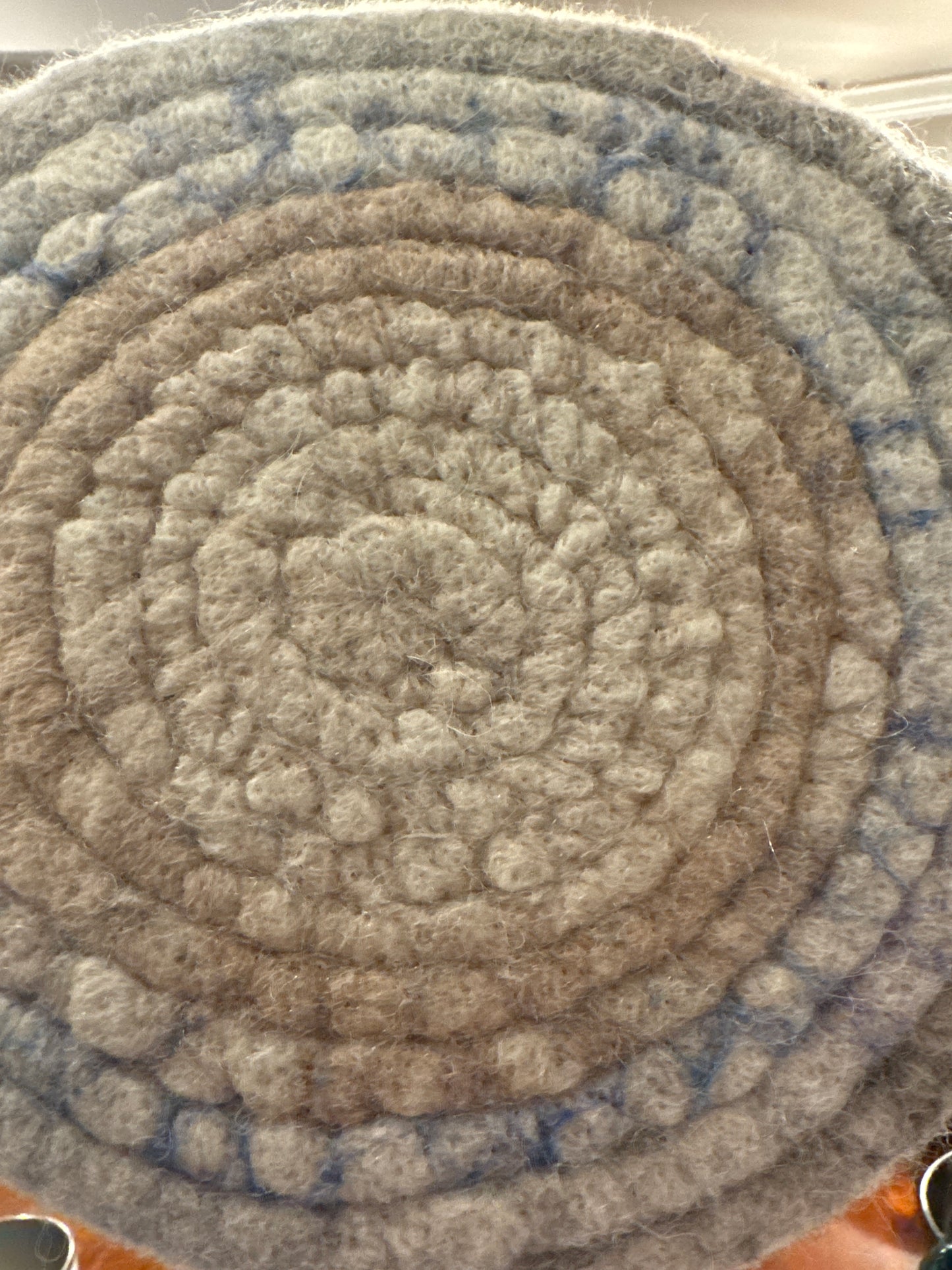 Neutral Trivet from Enchanted Farms Alpaca Fiber!! 7.5”