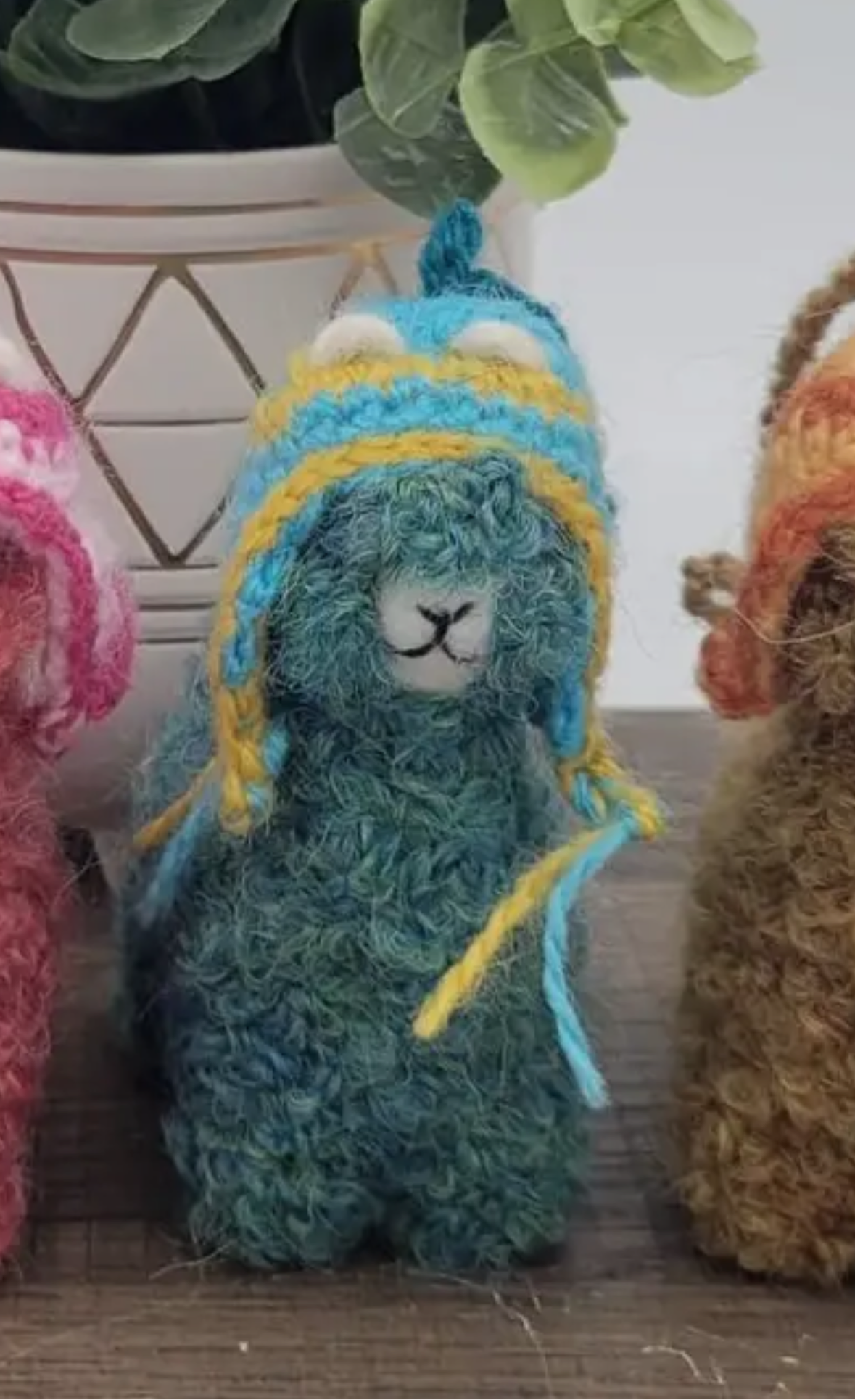 Alpacadorable with hats Colorful Alpaca Ornament