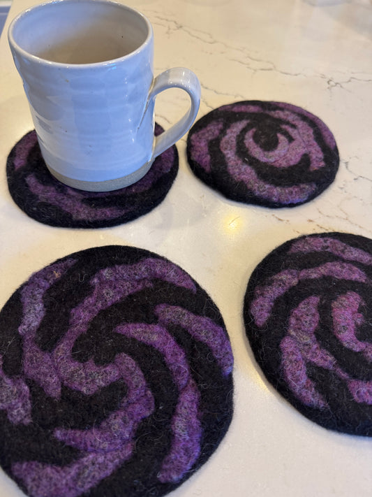 Coaster from Enchanted Farms Alpaca Fiber!! Purple & Black