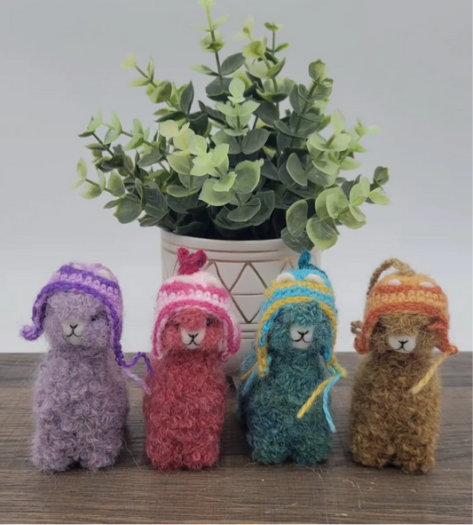 Alpacadorable with hats Colorful Alpaca Ornament