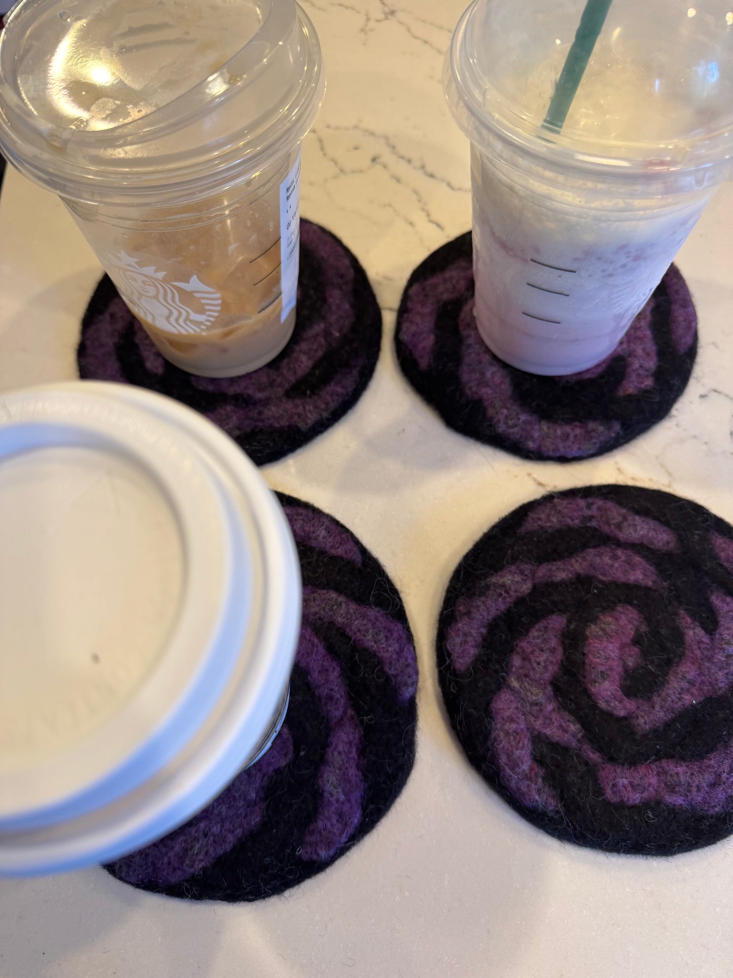 Coaster from Enchanted Farms Alpaca Fiber!! Purple & Black