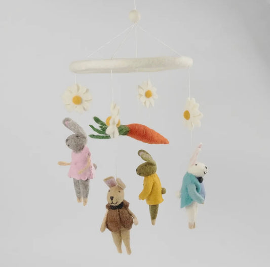 Bunny & Carrot Wool Baby Mobile – Sweet Garden Friends