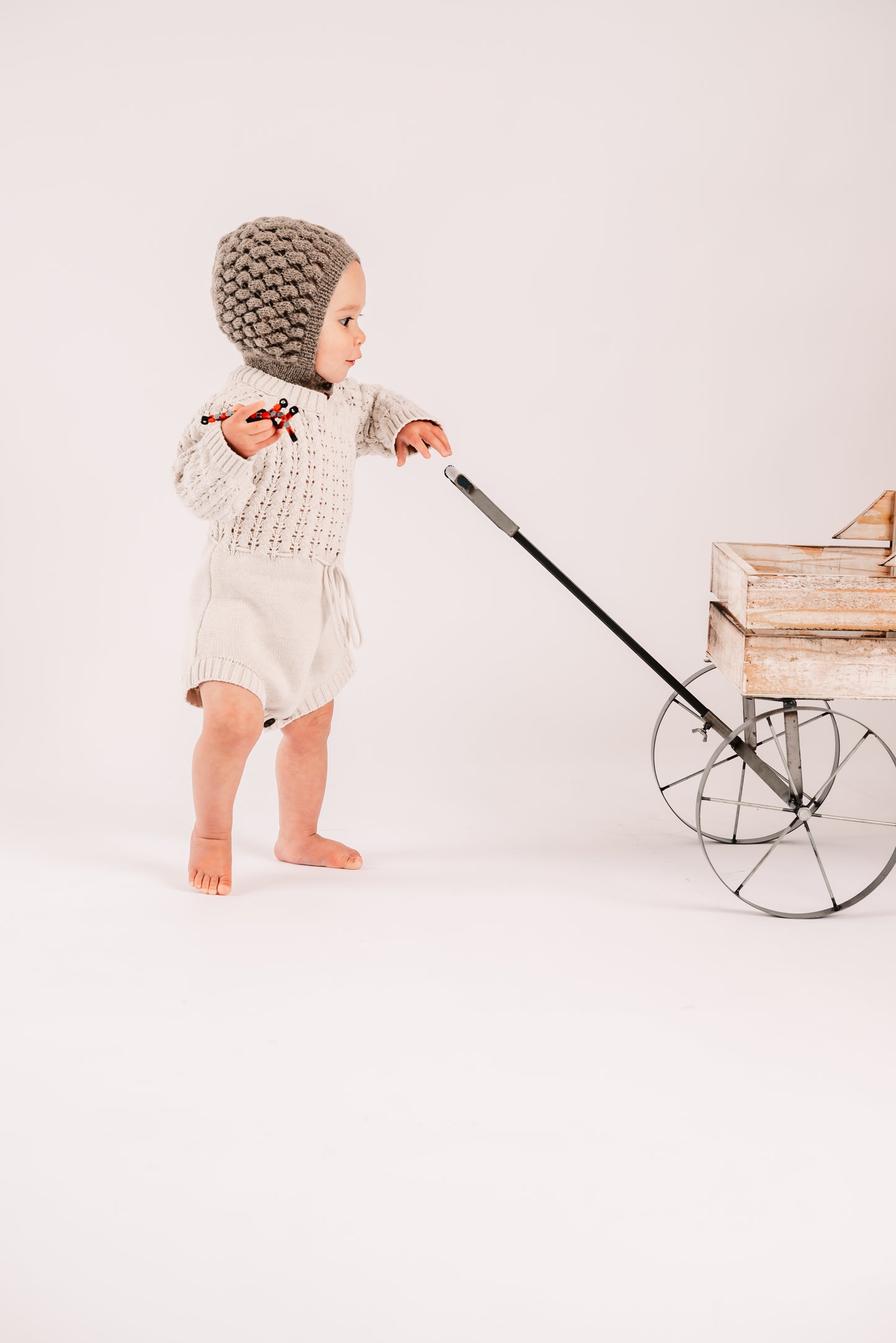 Child Alpaca Bonnet Hat with Buttons