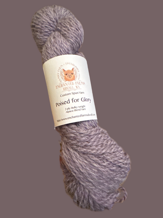 Lavender Alpaca Yarn skein Bulky (Poised For Glory) 2-ply bulky wt 2.9oz 125yds