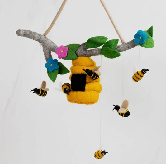 Bee Hive Wool Baby Mobile – A Buzzing Touch for the Nursery
