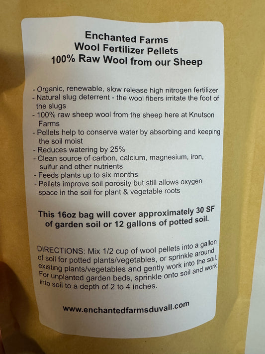 Fertilizer - Raw Wool Pellets 16oz