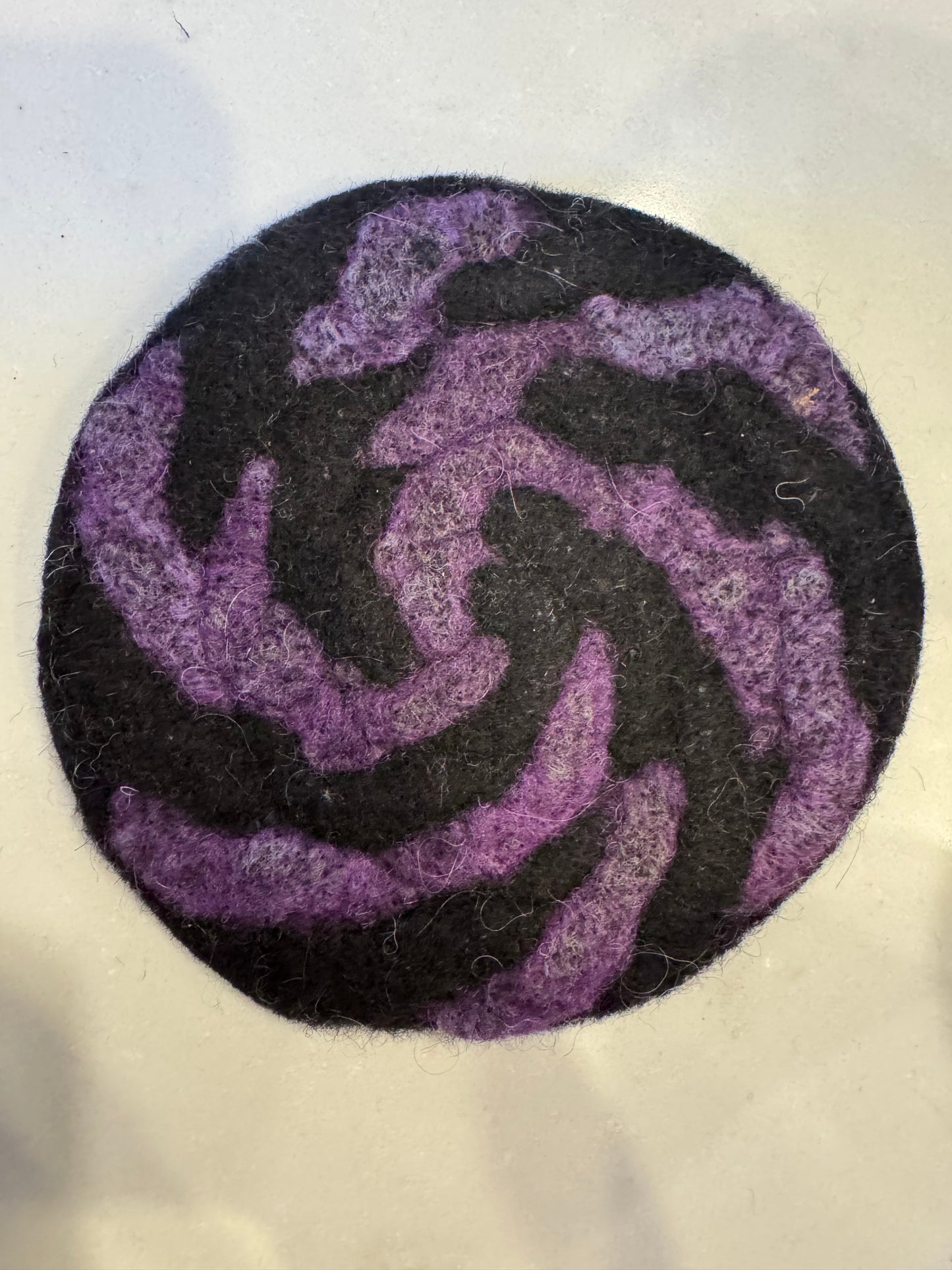 Coaster from Enchanted Farms Alpaca Fiber!! Purple & Black