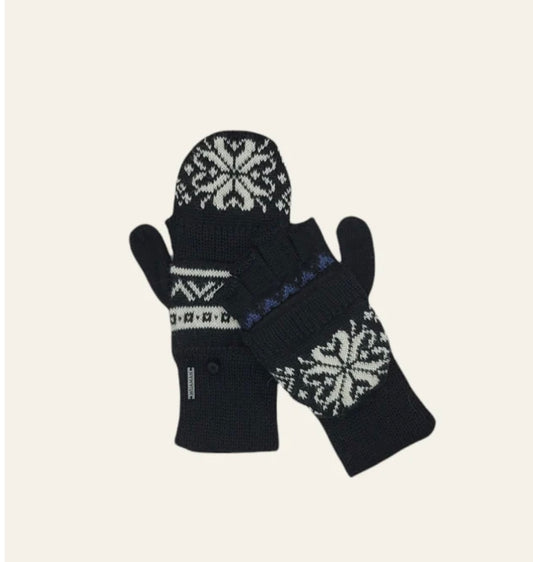 Convertible Alpaca Nordic Mittens w/ Liner - Black