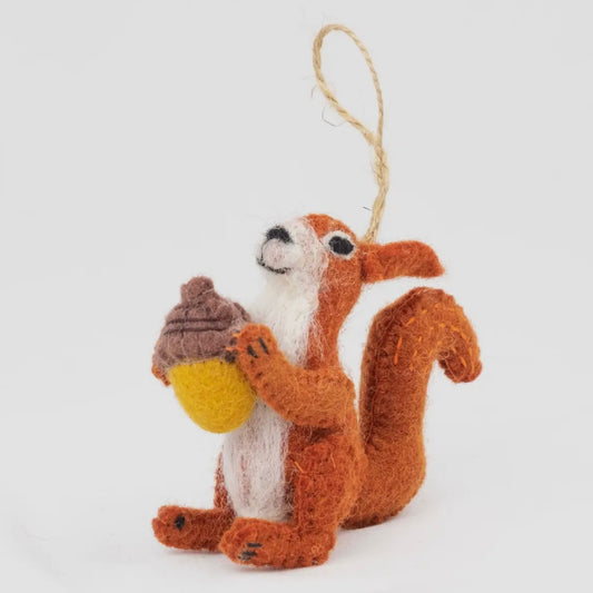 Nutmeg the Squirrel – Hand-Felted Forest Ornament