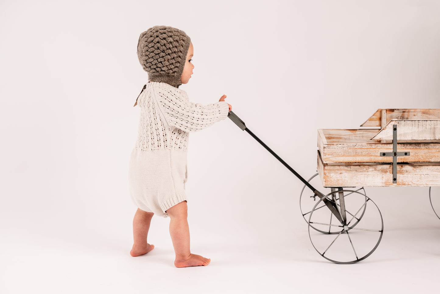 Child Alpaca Bonnet Hat with Buttons