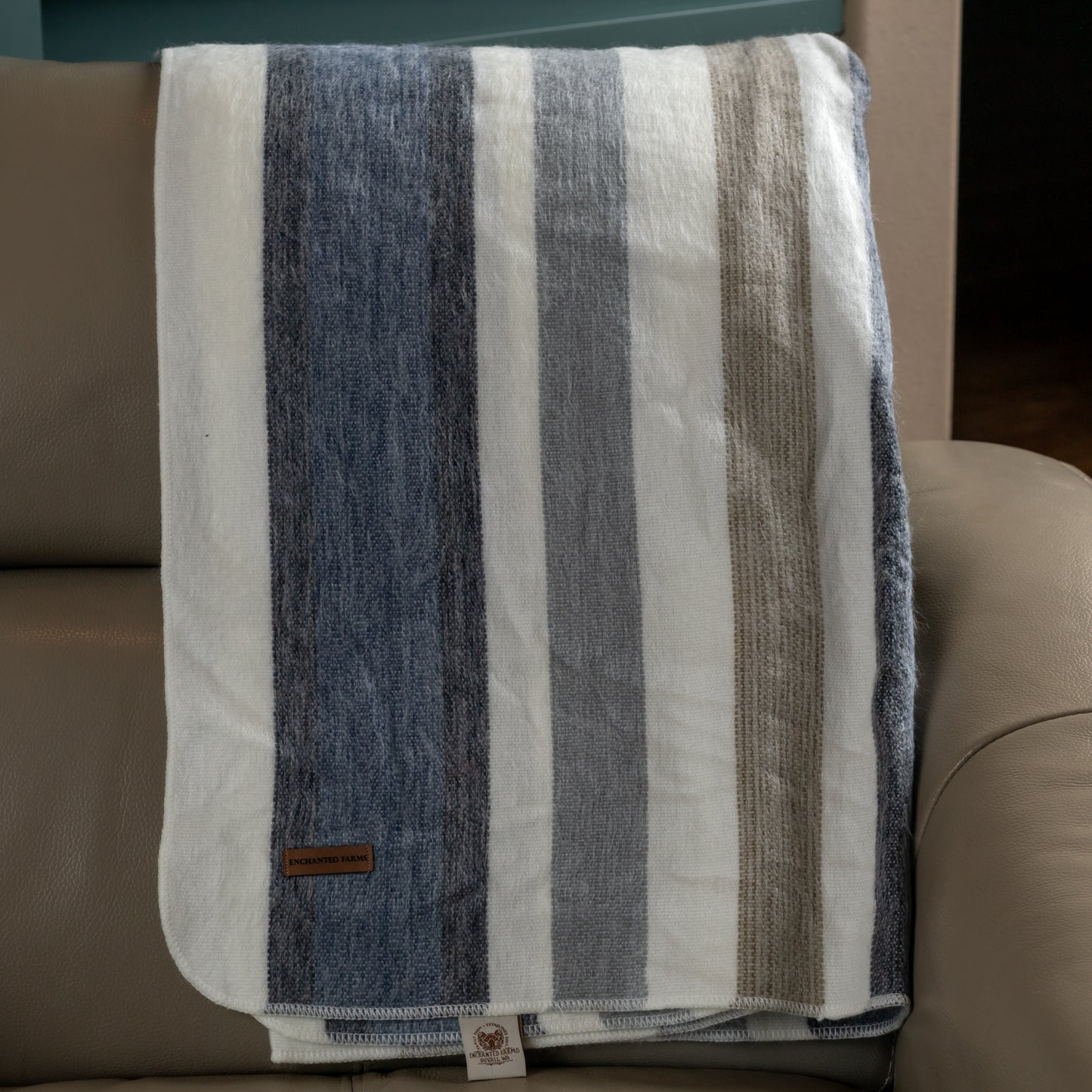 Edmonds Coastal Stripes Throw Alpaca Blanket - Striped - Brushed Alpaca Throw Blanket