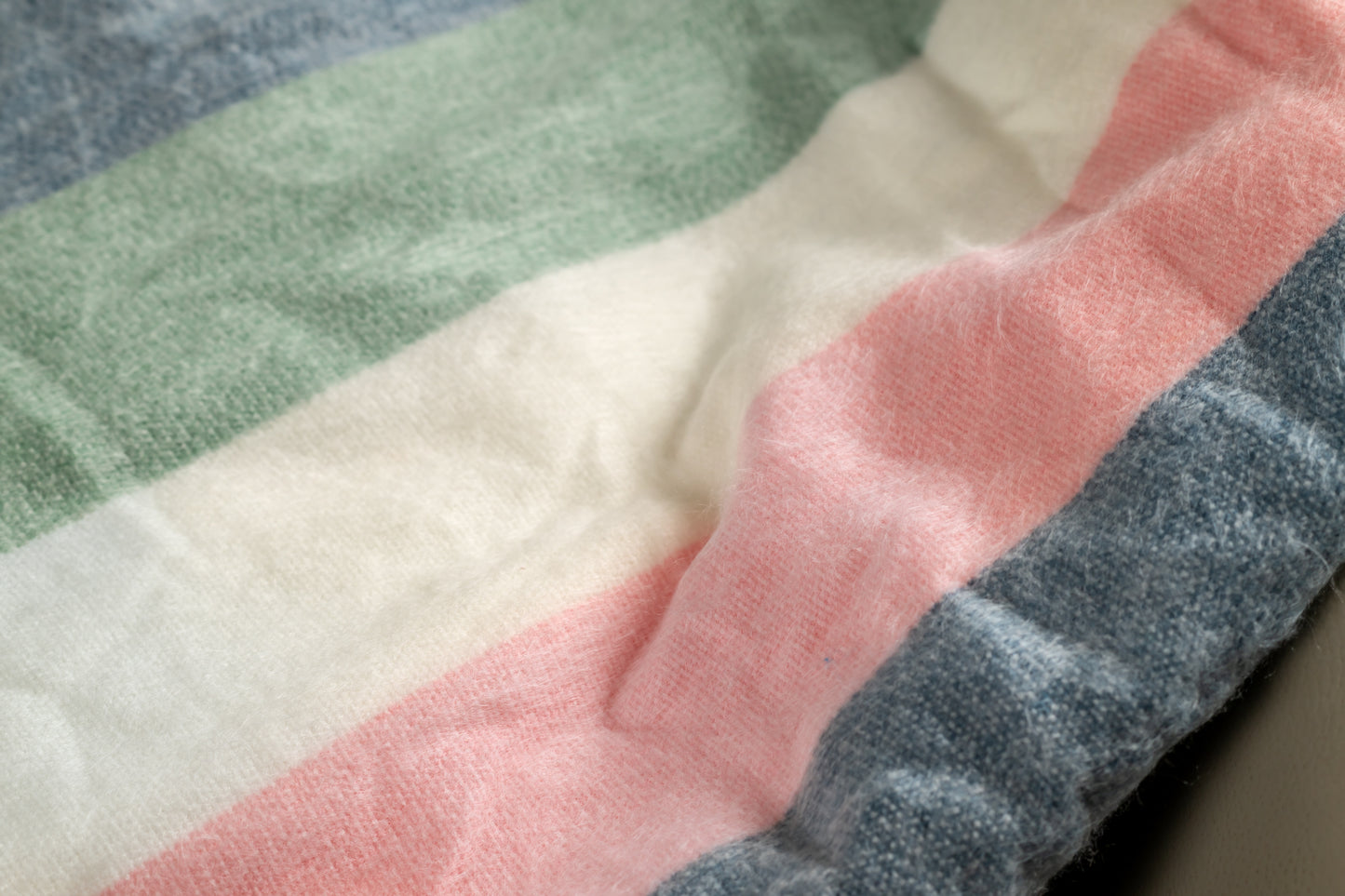 Seattle Spring Pastels Alpaca Throw Blanket - Striped - Brushed Alpaca Blanket