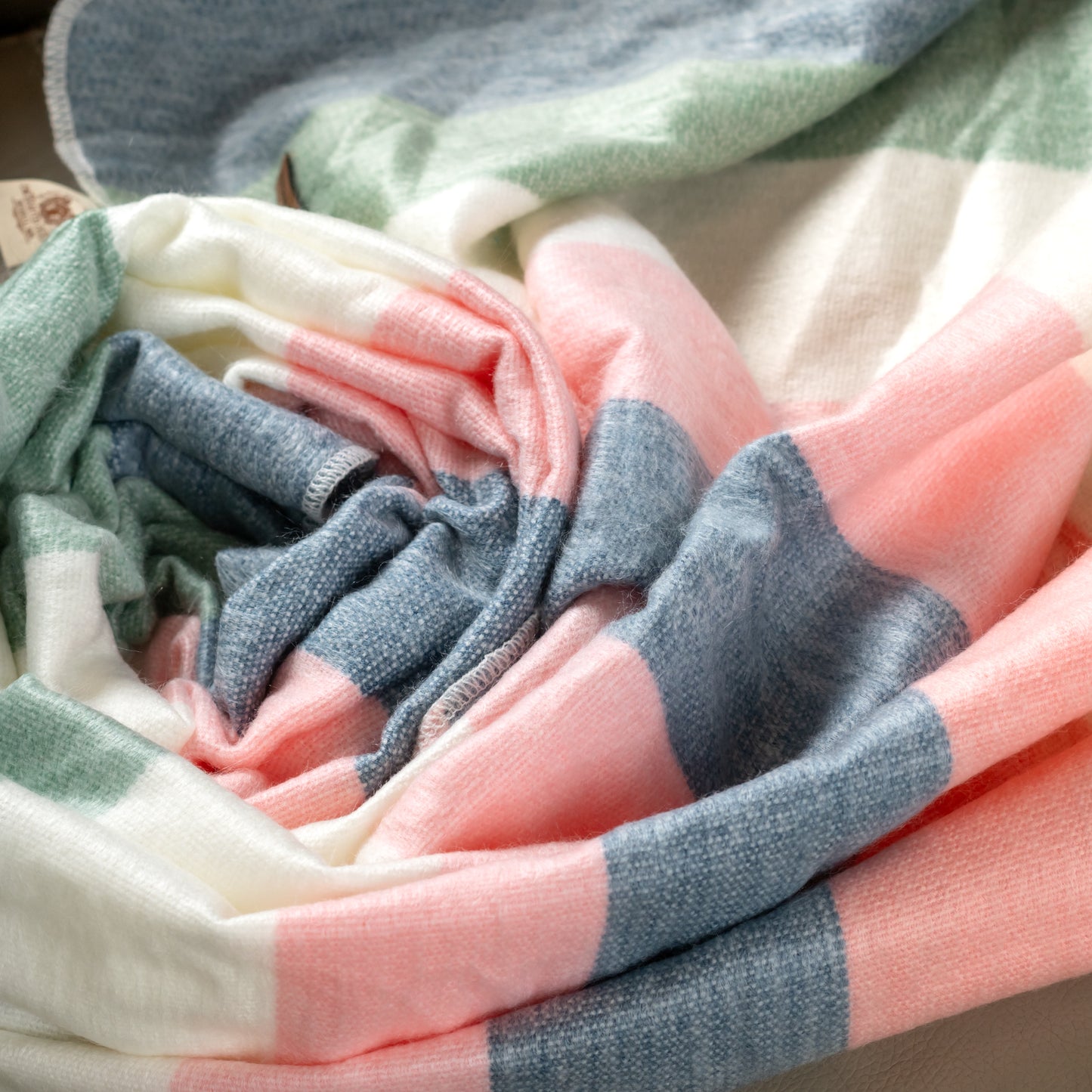 Seattle Spring Pastels Alpaca Throw Blanket - Striped - Brushed Alpaca Blanket