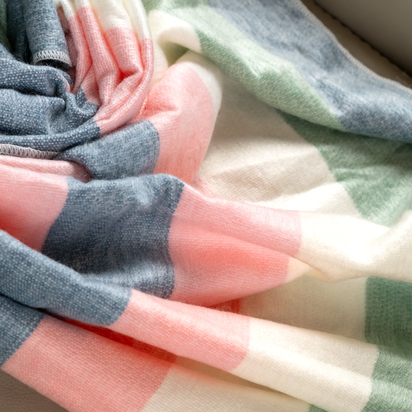 Seattle Spring Pastels Alpaca Throw Blanket - Striped - Brushed Alpaca Blanket