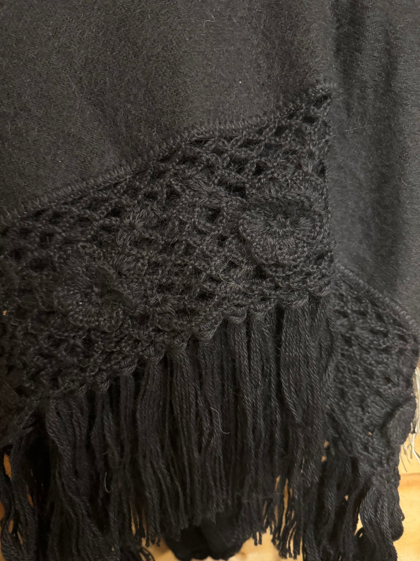 Alpaca Triangle Shawl - Roses - Ivory or Black (Choose Color)