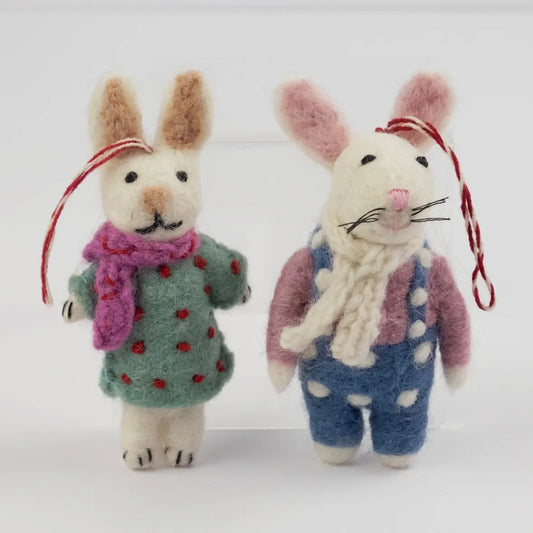 🐰 Dot Bunny Felt Ornaments