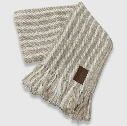 Striped Woven Baby Alpaca Throw Natural Shades