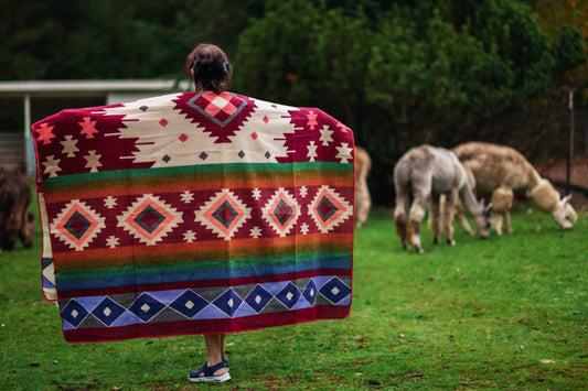 San Isidro - Burgundy - Alpaca Wool Blanket - Enchanted Farms