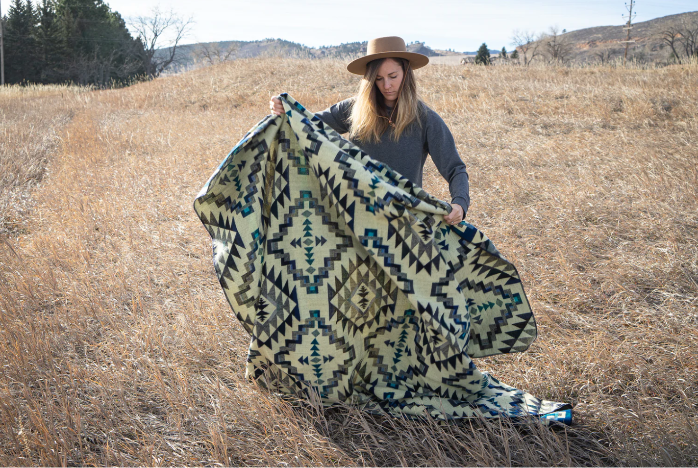 Alpaca Wool Blanket - Blue Chakana