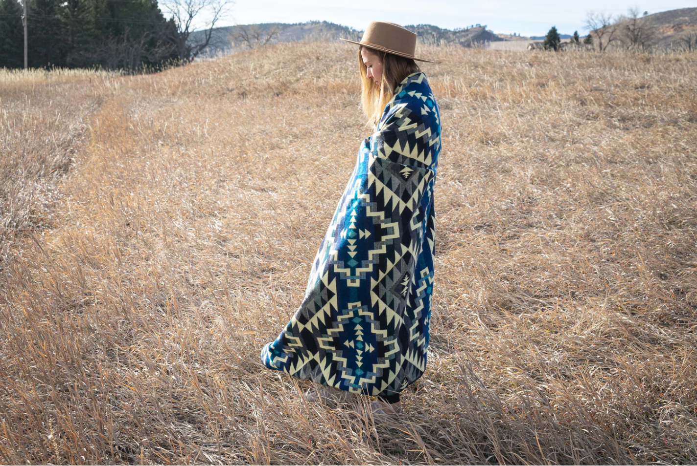 Alpaca Wool Blanket - Blue Chakana