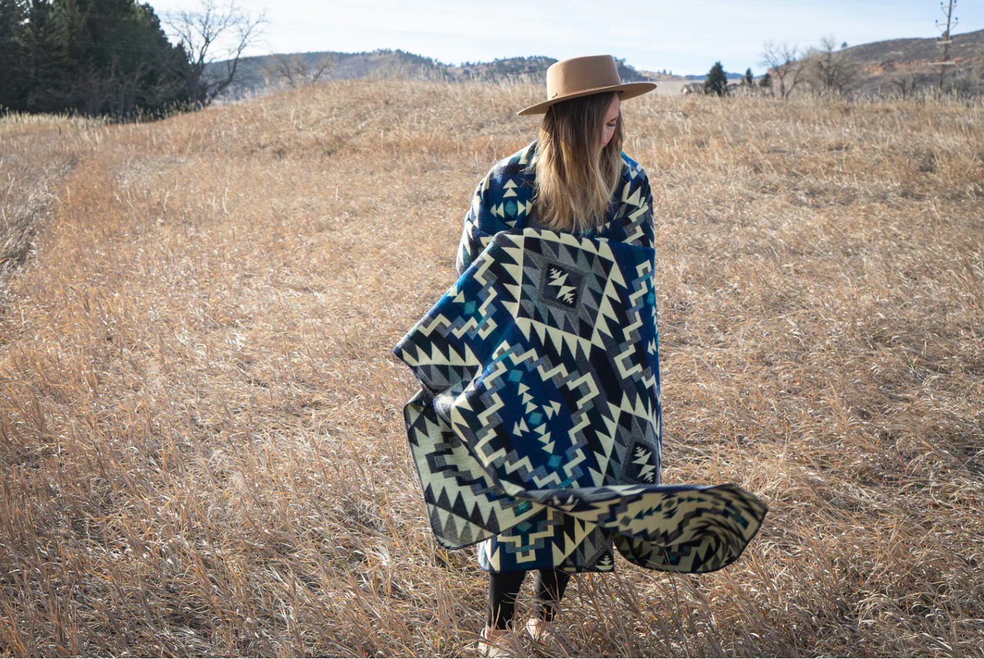 Alpaca Wool Blanket - Blue Chakana