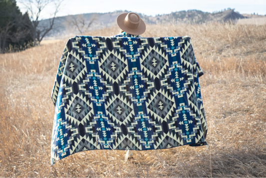 Alpaca Wool Blanket - Blue Chakana