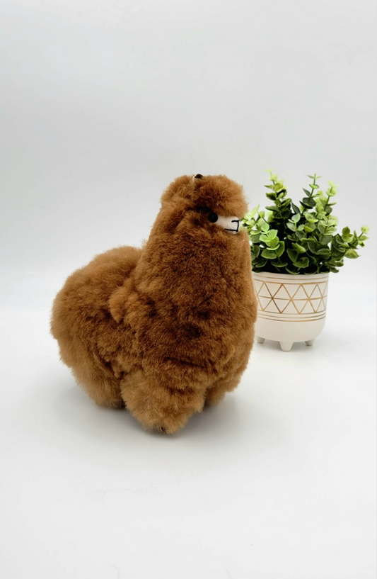 Alpaca Fur Stuffie 8" - Brown Solid